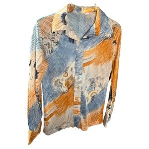 VTG 70s Dagger Collar Horse Shirt